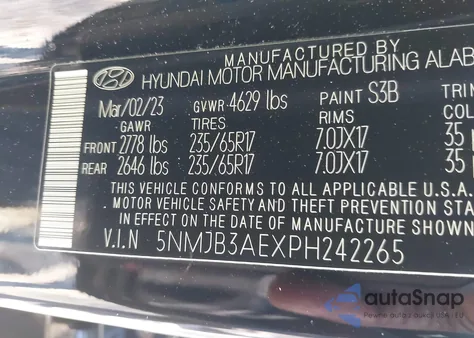 2023 Hyundai Tucson Sel z USA, uszkodzony, nr VIN 5NMJB3AEXPH242265